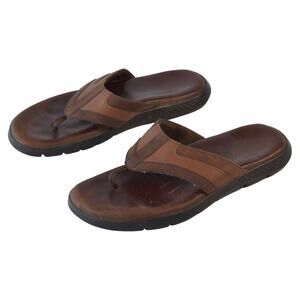 Flexi Men’s Brown Leather Sandals Size 8.5 – Comfort Slip-On Thong Flip Flops